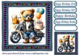 Biker bear Birthday card front 7