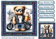 Biker bear Birthday card front 8