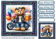 Biker bear Birthday card front 10