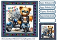 Biker bear Birthday card front 11