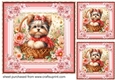 3 Floral Yorkie card front/toppers 1
