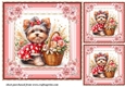 3 Floral Yorkie card front/toppers 12