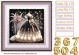 Birthday ballgown card front 2