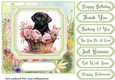 Floral puppy in basket card front 12