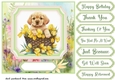 Floral puppy in basket card front 14