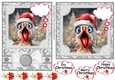 5x7 and 6x6 (aprox) Christmas hen card fronts