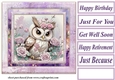 Lilac floral owl card front 2