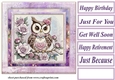 Lilac floral owl card front 4