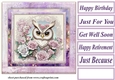 Lilac floral owl card front 5