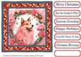 Floral Christmas pup card front 2