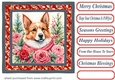 Floral Christmas pup card front 4