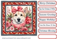 Floral Christmas pup card front 9
