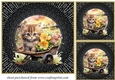 3 Floral wheel barrow kitty card fronts/toppers 2