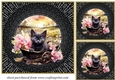 3 Floral wheel barrow kitty card fronts/toppers 4