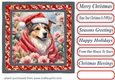 Floral Christmas pup card front 18