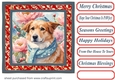Floral Christmas pup card front 21