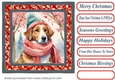 Floral Christmas pup card front 25