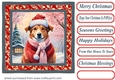 Floral Christmas pup card front 27