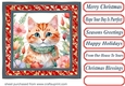Christmas floral cat card front 4