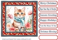 Christmas floral cat card front 6