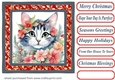 Christmas floral cat card front 7