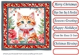 Christmas floral cat card front 8