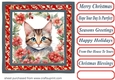 Christmas floral cat card front 9