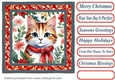 Christmas floral cat card front 10