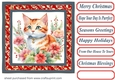 Christmas floral cat card front 11