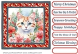 Christmas floral cat card front 12