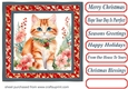 Christmas floral cat card front 13