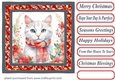Christmas floral cat card front 14