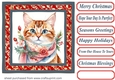 Christmas floral cat card front 15