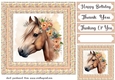 Floral horse head card front 3