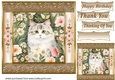Gold framed floral cat card front 4