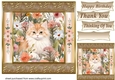 Gold framed floral cat card front 5