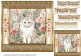 Gold framed floral cat card front 15