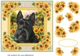 Framed sunflower Scottish terrier card front 4