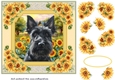 Framed sunflower Scottish terrier card front 15