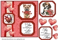 2 Panel dog with hearts and roses card front 2