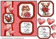 2 Panel dog with hearts and roses card front 7