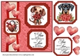 2 Panel dog with hearts and roses card front 8