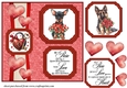2 Panel dog with hearts and roses card front 9