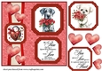 2 Panel dog with hearts and roses card front 11