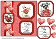 2 Panel dog with hearts and roses card front 12