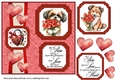 2 Panel dog with hearts and roses card front 13