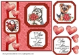 2 Panel dog with hearts and roses card front 14