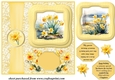 Framed daffodil scene card front 3