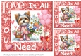 3 Puppy Love is all you need card fronts/toppers 16