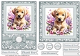 Grey 6x6 and 5x7 floral puppy card fronts 4